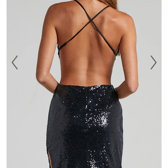 Sequin Halter Strap Mini Dress - Picture 2 of 7